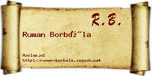 Ruman Borbála névjegykártya